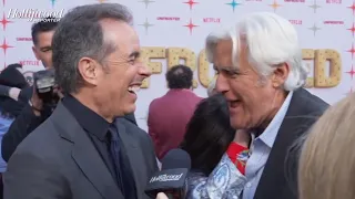 Jay Leno Crashes Jerry Seinfeld's Interview at 'Unfrosted' Premiere: "I'm Really Proud of Him"