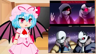 Touhou React to Horror!Sans VS Outer!Sans and Dust!Sans VS Horror!Sans (Animations)