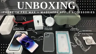 Iphone 14 Pro Max + MagSafe + Apple Accessories Unboxing | Aesthetic