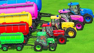 TRANSPORTING MINI & BIG TRACTORS! GIANT TANKERS TRANSPORT TO MUDDY GARAGE! Farming Simulator 22