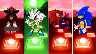 Shadow exe 🆚 Silver Sonic exe 🆚 Spider Sonic 🆚 Sonic Girl | Tiles Hop Sonic EDM Rush