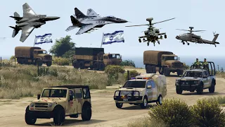 Israeli Army Weapons Convoy Destroyed by Irani Missiles, Drone & Fighter Jets - GTA 5