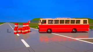 Explosive Drums vs Lego Bus and Truck - Brick Rigs Falls