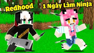 REDHOOD THỬ THÁCH 24H LÀM NINJA GIẢI CỨU THÀNH PHỐ ZOMBIE TRONG MINECRAFT*1 NGÀY MỀU LÀM NINJA MCPE