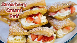 They will disappear in a minute!Perfect dessert of puff pastry dessert | Strawberry and Cream Puffs