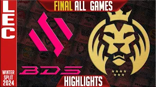 BDS vs MDK Highlights ALL GAMES | LEC Winter 2024 Playoffs Lower FINAL  | Team BDS vs Mad Lions KOI