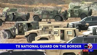 Texas National Guard sets up barbed wire along U.S. Mexico border
