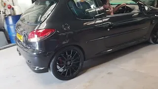 modified Peugeot 206 GTi 180 project new rear axle at pug1off UFC BTS Instagram lee_pug_gti