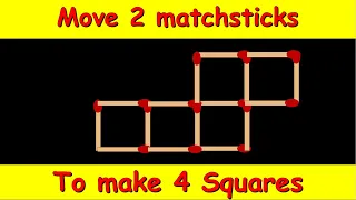 Move 2 matchsticks to make 4 squares | Matchstick puzzle | Puzzled