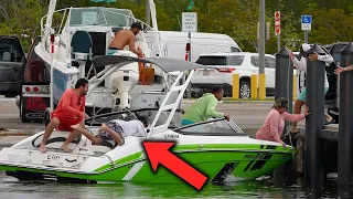 Hilarious Boat Ramp Fails - Watch These Epic Mishaps! | Crandon Park Marina- Boat Ramp| DroneViewHD