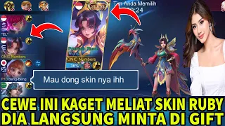 LIATIN SKIN RUBY COLLECTOR DI DEPAN CEWE CANTIK , LIAT GIMANA REAKSI CEWE NYA! -Mobile Legends