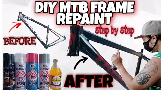 DIY REPAINT MTB FRAME.. Metallic Black Step by Step