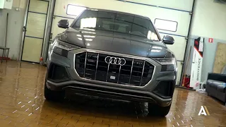 Audi Q8 оклейка антигравийной пленкой. Защита лобового стекла