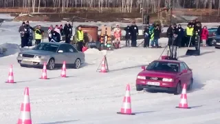 Audi Coupe 2.3 20v Quattro vs Audi S4 C4 2.2t 20v Quattro uphill drag race @ snow