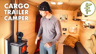 Skier's Cargo Trailer Conversion into Stealth Off-Grid Camper