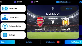 Efootball My League Gameplay Matchday Highlights | Managing Arsenal | (ep.1)