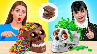 Real Food vs Chocolate Food Challenge with Wednesday Addams | Crazy Challenge by Multi DO Challenge