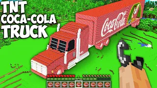 What if Activate a COCA-COLA TRUCK OF TNT in Minecraft ??? TNT Explosion Endless World !!!