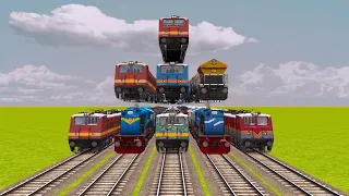 9 TRAIN CROSSING TOP ON TOP OF OTHER TRAINS AT BUMPY RAILROAD TRACKS| Indian Train Simulator Classic