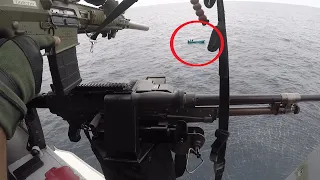 Coast Guard Helicopter Sniper vs Narco Vessel - Warning Shots Stop Smugglers During Helicopter Chase