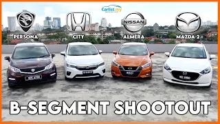 Nissan Almera 🆚 Honda City 🆚 Mazda 2 🆚 Proton Persona - 2021 B-segment shootout