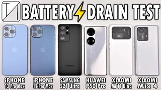 iPhone 13 Pro Max vs 12 Pro Max / S21 Ultra / P50 Pro / Mi 11 Ultra / Mix 4 Battery Life DRAIN Test!