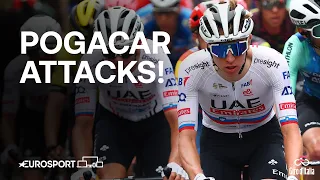 Watch the moment Tadej Pogačar attacks during Stage 2 of Giro D'Italia 💨 | Eurosport Cycling