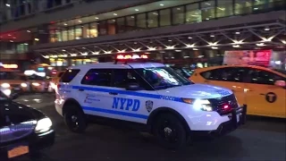 12 NYPD Police Units Responding & Blasting Their Rumbler Sirens As They Make Their Way Thru Traffic