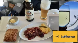 UPPER DECK Business Class Lufthansa Boeing 747-8 Frankfurt to Mexico City