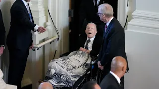 Jimmy Carter attends memorial service for wife of 77 years, Rosalynn Carter