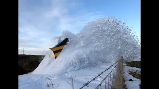 Class 37s clearing a snowdrift with independent snow ploughs at Huntly NE Scotland 16th Feb 2021