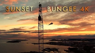 Epic Sunset Bungee Jumping off a 500ft Crane - 4K