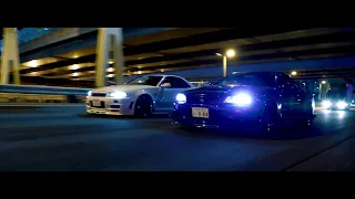 Night Run with Charles' and Dustin's R34 GTR's in Tokyo | 4K