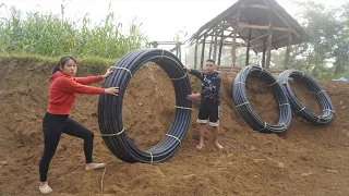 TIMELAPSE: START to FINISH Pulling water with plastic pipes 1km the mountain to house - Family farm