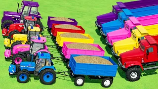 TRANSPORT CASE & JCB FASTRAC & JOHN DEERE TRACTOR - WOODCHIPS HARVEST w/ FLATBED TRAILER - FS22