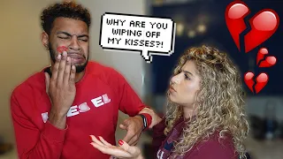 WIPING OFF My Girlfriends Kisses Prank! ** BAD IDEA! **