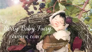 Berry Baby Fairy sculpted from polymer clay
