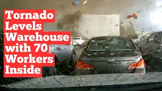 Caught on Camera  EF 3 Tornado Levels Warehouse with 70 Workers Inside