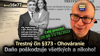 Trestný čin §373 Ohováranie. Daňo poškodzuje všetkých a nikoho! OS BB 1T/78/2023 (proces) #md16x77