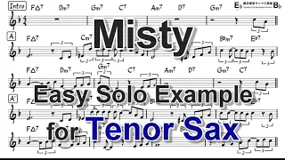 Misty - Easy Solo Example for Tenor Sax