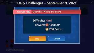 Microsoft Solitaire Collection | FreeCell - Hard | September 9, 2021 | Daily Challenges