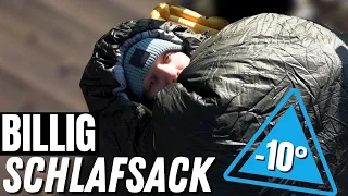 Überlebe ich meine 1. Nacht im BILLIG SCHLAFSACK bei -10° Grad ?