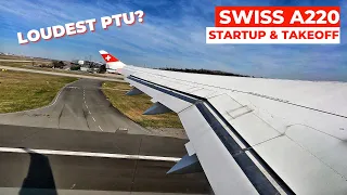 LOUDEST SPOOLUP? Swiss Airbus A220-100 | Startup & Takeoff from Frankfurt | PTU & Engine Howl [4K]