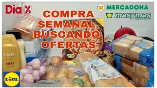 COMPRA SEMANAL BUSCANDO OFERTAS EN DÍA, LIDL, MERCADONA Y MASYMAS 🛒😊