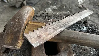 Blacksmithing | Making A Sharp Hunting Knife From Rusty Steel | Work Hard