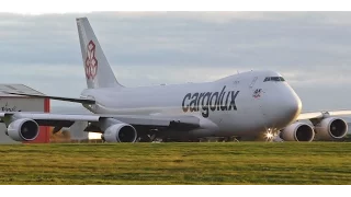 Cargolux Boeing 747-400F Landing & Takeoff at Prestwick Airport