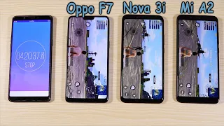 Huawei Nova 3i vs Oppo F7 vs Xiaomi Mi A2 Pubg and Battery Test