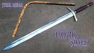 Forging a SWORD out of Rusted Iron REBAR | Sword making.⚔️🗡️⚔️#sword
