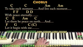 Let There Be Peace On Earth - Piano Lesson Chord Chart in C with Chords/Lyrics