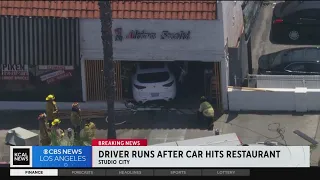 Driver runs after slamming into Studio City sushi restaurant